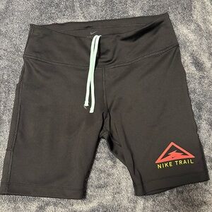 Nike Black Trail Running Shorts with Light Aquamarine String Accent
